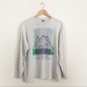 Vintage Colorado Fourteeners Hiking Mountain Peaks Long Sleeve Tee Size Large